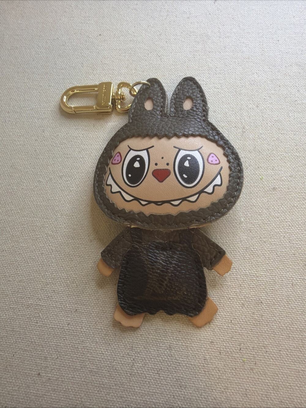 Upcycled Luxury Brown Monster Key Ring